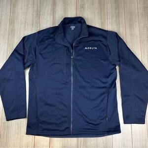 Delta Air Lines Men's Navy Zip-Up Lightweight Jacket Medium Navy Blue Uniform
